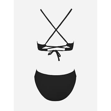 CUPSHE Black Bikini Set with Crisscross Back Design