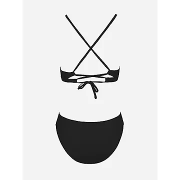 CUPSHE Black Bikini Set with Crisscross Back Design