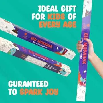 Eid Mubarak Colouring Poster - Fantastic Eid Gift for Kids and Eid Crafts for Kids - Lovely Eid favo...