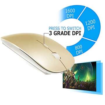 KLO 4 Modes Rechargeable Bluetooth Mouse/Bluetooth 3.0/5.2+USB-2.4G/Type-C,Bluetooth Mouse for MacBo...