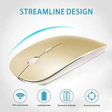 KLO 4 Modes Rechargeable Bluetooth Mouse/Bluetooth 3.0/5.2+USB-2.4G/Type-C,Bluetooth Mouse for MacBook pro/MacBook air/Laptop/iMac/ipad/Notebook/pc(BT/USB-C Gold)