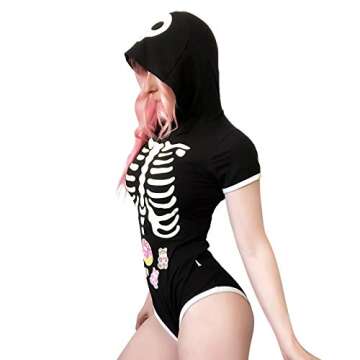 Littleforbig Adult Baby Diaper Lover (ABDL) Snap Crotch Adult Baby Onesie Bodysuit - Sweet Reaper Night-Glow Halloween Onesie,Medium