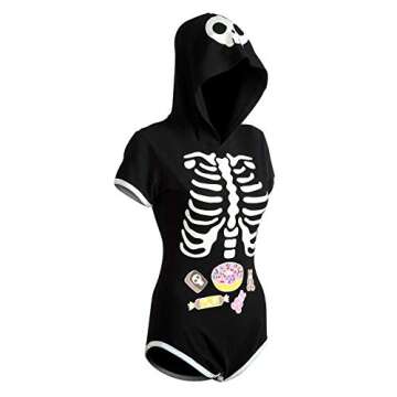 Littleforbig Adult Baby Diaper Lover (ABDL) Snap Crotch Adult Baby Onesie Bodysuit - Sweet Reaper Night-Glow Halloween Onesie,Medium
