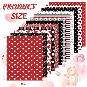 Whaline 12Pcs Valentine's Day Cotton Fabric Bundle
