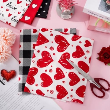 Whaline 12Pcs Valentine's Day Cotton Fabric Bundle