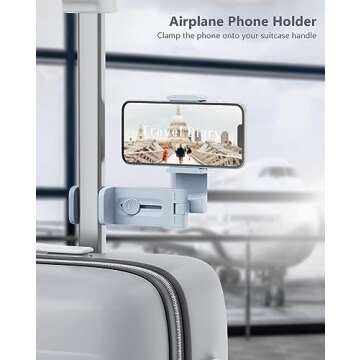MiiKARE Airplane Travel Essentials Phone Holder, Universal Handsfree Phone Mount for Flying 360 Degr...