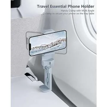 MiiKARE Airplane Travel Essentials Phone Holder, Universal Handsfree Phone Mount for Flying 360 Degree Rotation, Baby Travel Gear Flight Accessory Travel Must Haves Phone Stand for Desk, Table-Blue