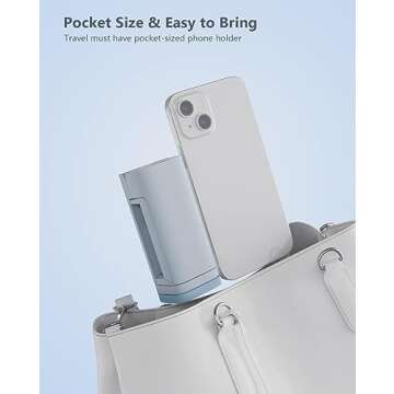 MiiKARE Airplane Travel Essentials Phone Holder, Universal Handsfree Phone Mount for Flying 360 Degree Rotation, Baby Travel Gear Flight Accessory Travel Must Haves Phone Stand for Desk, Table-Blue