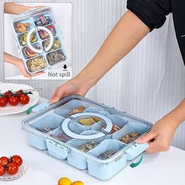 KEYVOZ Snackle Box Container with Lid - Portable Snack Organizer for Travel, Beach Trips & More