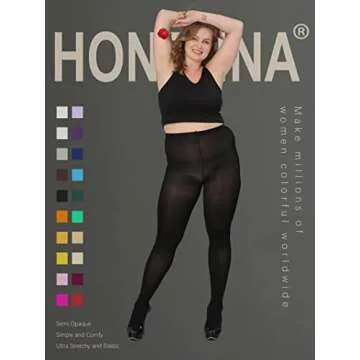 HONENNA Queen Plus Size Tights - 20 Colors Women's Curves Semi Opaque Stockings Nylons Pantyhose 1X-...