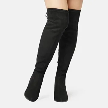 DREAM PAIRS Stylish Black Thigh High Boots for Women