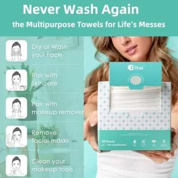 Ditoi Face Towels, 10"×12" Disposable Face Towel, Ultra Thick Face Towelettes XL, Makeup Remover Dry Wipes, 50 Count (1Pack)
