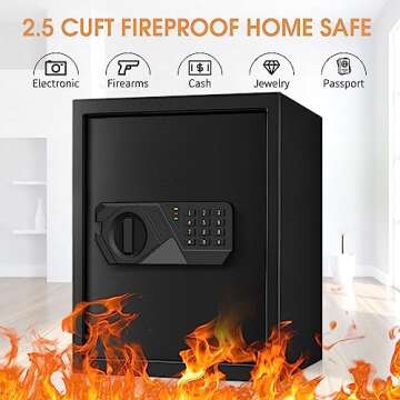 3.0 Cubic Feet Large Safes for Home Use Fire and Water proof, Digital Security Safe with Key and Com...