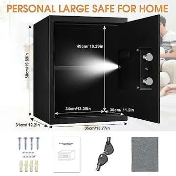 3.0 Cubic Feet Large Safes for Home Use Fire and Water proof, Digital Security Safe with Key and Combination, Home Safes Water and Fireproof for Firearm Medicine Money Valuables