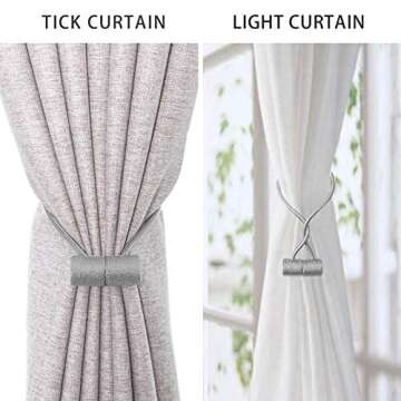 XDerlin Curtain Tiebacks Clips VS Strong Magnetic Tie Band Home Office Decorative Drapes Weave Holdbacks Holders European for Blackout Sheer Window Treatment (2PCS, Light Grey)