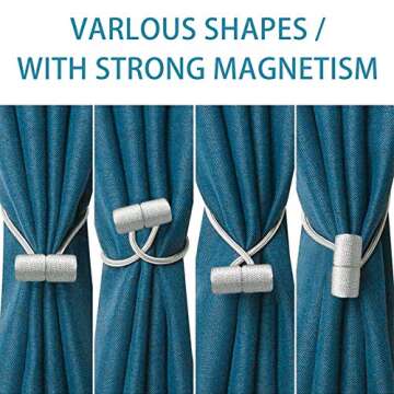 XDerlin Curtain Tiebacks Clips VS Strong Magnetic Tie Band Home Office Decorative Drapes Weave Holdbacks Holders European for Blackout Sheer Window Treatment (2PCS, Light Grey)