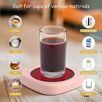 Bsigo Smart Coffee Mug Warmer & Cute Cat Mug Set, Beverage Cup Warmer for Desk Home Office, Candle Warmer Plate for Milk Tea Water with Two Temperature Setting(Up to 140℉/ 60℃), 8 Hour Auto Shut Off