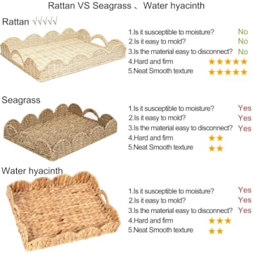 Scalloped Rattan Tray for Stylish Home Serving Needs