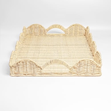 Scalloped Rattan Tray for Stylish Home Serving Needs