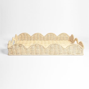 Scalloped Rattan Tray for Stylish Home Serving Needs