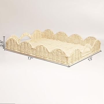 Scalloped Rattan Tray for Stylish Home Serving Needs