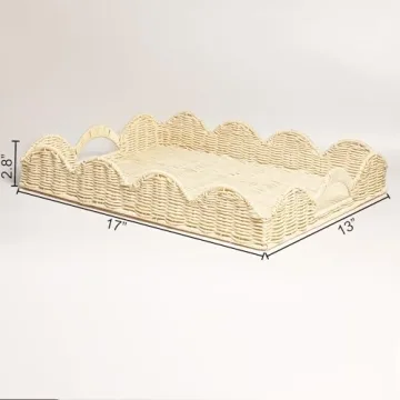 Scalloped Rattan Tray for Stylish Home Serving Needs