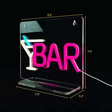 Cocktails Bar Sign LED Neon Light Acrylic Sign for Tabletop Decor Man Cave Decorative Bar Sign LED S...