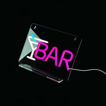 Cocktails Bar Sign LED Neon Light for Home Bar and Parties