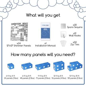 COKAOBE Silver Shimmer Wall Backdrop 24PCS Silver Sequins Backdrop Decoration Panels, Photo Backdrop...