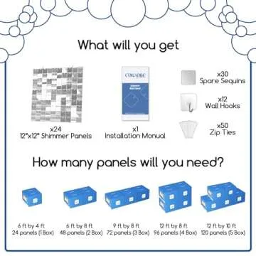 COKAOBE Silver Shimmer Wall Backdrop 24PCS Silver Sequins Decoration Panels