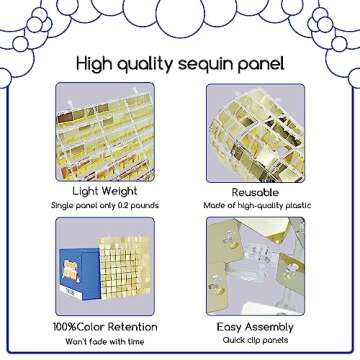 COKAOBE Silver Shimmer Wall Backdrop 24PCS Silver Sequins Backdrop Decoration Panels, Photo Backdrops for Birthday, Anniversary Wedding Engagement Decoration (Silver)