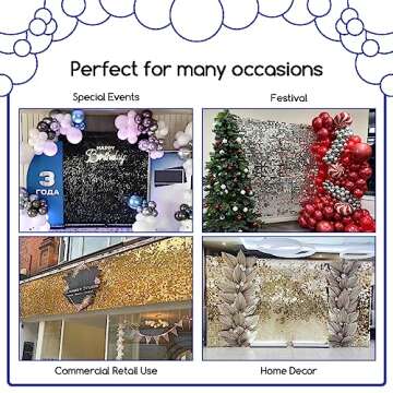 COKAOBE Silver Shimmer Wall Backdrop 24PCS Silver Sequins Backdrop Decoration Panels, Photo Backdrops for Birthday, Anniversary Wedding Engagement Decoration (Silver)
