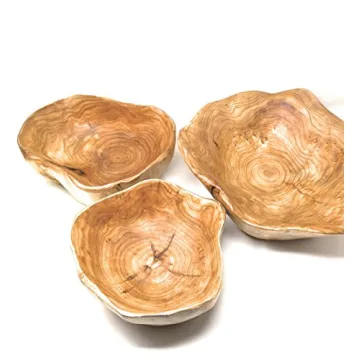 THY COLLECTIBLES Wooden Bowl Handmade Storage Natural Root Wood Crafts Bowl Fruit Salad Serving Bowls (Medium 10"-12")