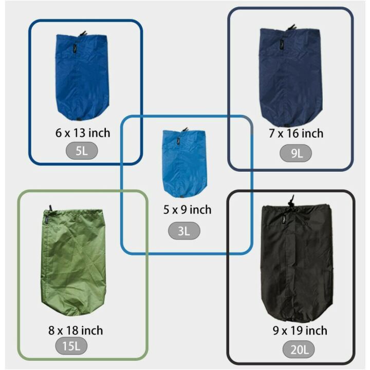 Frelaxy Ultralight Stuff Sack Set for Travel & Hiking