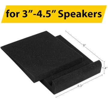 Sound Addicted - Studio Monitor Isolation Pads for 3-4.5 inches Small Speakers, Pair of 2 High Densi...