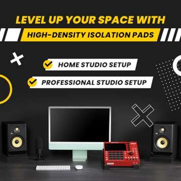 Sound Addicted - Studio Monitor Isolation Pads for 3-4.5 inches Small Speakers, Pair of 2 High Density Dampening Acoustic Stands Foam which Fits Most Bookshelf’s and Desktops | SMPad 4