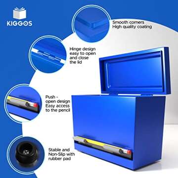 Pencil Dispenser Holder Blue Stainless Steel Dispenser for Pencils with 6 Beautiful stickers for Dec...