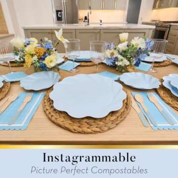 Sophistiplate Eco-Friendly Compostable Dinner Plates - Made of Bamboo Wood Fiber, and Sugarcane- Bio...