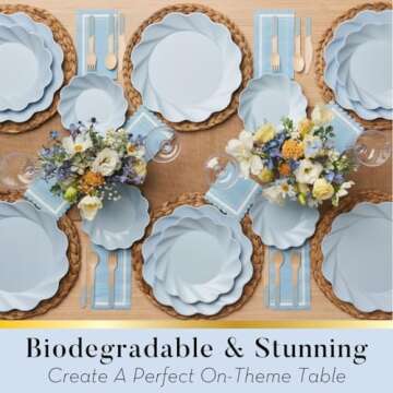 Sophistiplate Eco-Friendly Compostable Dinner Plates - Made of Bamboo Wood Fiber, and Sugarcane- Biodegradable and Disposable Party Plates- Sturdy & Heavy Duty - Pack of 16