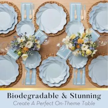 Sophistiplate Eco-Friendly Compostable Dinner Plates - Made of Bamboo Wood Fiber, and Sugarcane- Biodegradable and Disposable Party Plates- Sturdy & Heavy Duty - Pack of 16