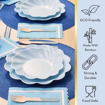 Sophistiplate Eco-Friendly Compostable Dinner Plates - Made of Bamboo Wood Fiber, and Sugarcane- Biodegradable and Disposable Party Plates- Sturdy & Heavy Duty - Pack of 16