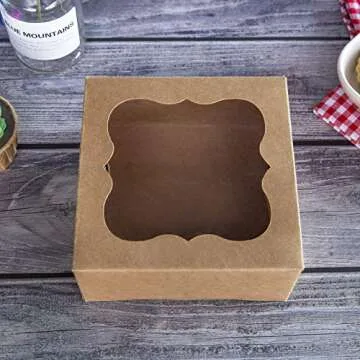 25 Brown Bakery Boxes with Window for Pies and Cookies