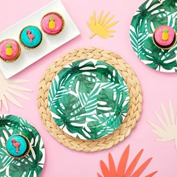 Tropical Paper Plates for Summer Parties - 80-Pack