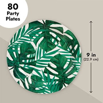 Tropical Paper Plates for Summer Parties - 80-Pack