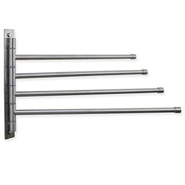Swivel Towel Rack - Stainless Steel Swing Out Towel Bar - Space Saving Swinging Towel Bar for Bathroom - Wall Mounted Towel Holder Organizer with 4 Arms- Easy To Install - Brushed Finish (17"X10")