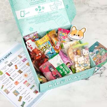 Mashi Box Asian Dagashi Snack Surprise Mystery Box 25 Pieces w/ 3 FULL SIZE Items Including Drink, I...
