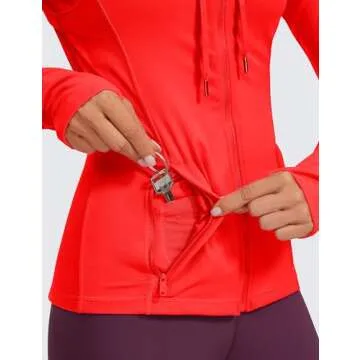 CRZ YOGA Butterluxe Womens Hooded Workout Jacket Athletic Running Zip Up with Back Mesh Vent and Thumb Holes Dark Red X-Small