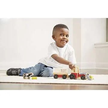 Melissa & Doug Farm Tractor Wooden Vehicle Play Set (5 pcs)