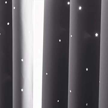 NICETOWN Hollow Star Blackout Curtain - Magic Night Sky Twinkle Star Nap Time Essential Kids Bedroom Window Curtain Drapery for Kids Room/Baby Nursery (Grey, 1 Panel, W52 x L63-inches)