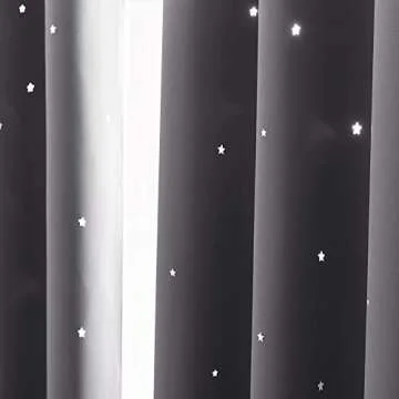 NICETOWN Hollow Star Blackout Curtain - Magic Night Sky Twinkle Star Nap Time Essential Kids Bedroom Window Curtain Drapery for Kids Room/Baby Nursery (Grey, 1 Panel, W52 x L63-inches)